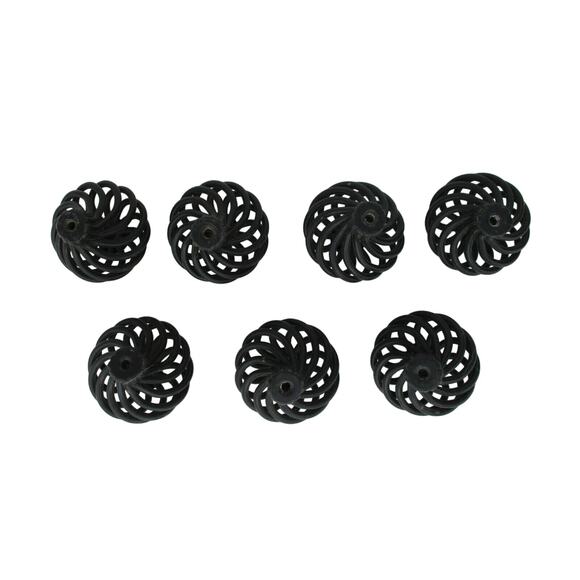 7 Spiral Dresser Handles Pulls Cabinet Hardware Black Metal - Picture 4 of 4